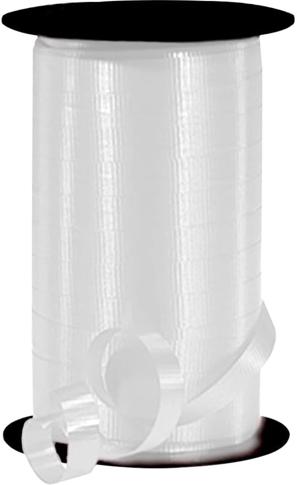 PMU Curling Ribbon - Crimped Texture Curling Ribbons for Gift Box Wrapping, Florist Flowers, Birthday Party Decorations, Festival Art Craft & Christmas Décor - White 3/8 Inch X 250 Yards, Pkg/1