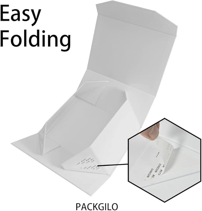 1PCS White Gift Box 9.5x7x4 Inches, Sturdy Gift Box with Lid for Gift Packaging, Foldable Magnetic Closure Storage Boxes, Bridesmaid proposal box, Rectangle Collapsible Box