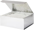 1 Pcs Silver Gift Box Large 13x11x5.3 Inch Silver Large Gift Boxwith Crinkle Paper Magnetic Box with Shredded Paper Luxury Gift Boxes with Lids for Presents