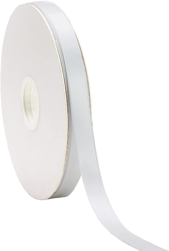 100Yards Double Faced Satin Ribbon Boutique Gift Wrapping Package, DIY Crafts Bow Hair Headband Accessories Assorted Ribbon#29 (5/8" 15mm, White)