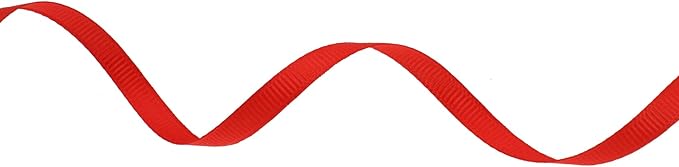 Solid Grosgrain Ribbon 25 Yard Each Roll 100% Polyester Woven Edge (1/4", Red)