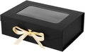 Black Gift Box for Presents with Ribbon 10.8x7.5x3.5 Inches Clear Gift Box with Window Magnetic Closure Gift Boxes with Lids