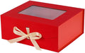 Red Gift Box for Presents with Ribbon 13.2x11x5.3 Inches Clear Gift Box with Window Magnetic Closure Gift Boxes with Lids
