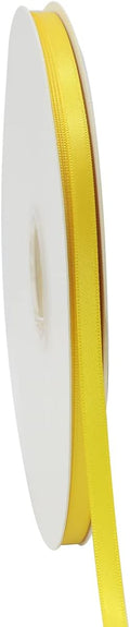 Yellow Double Faced Satin Ribbon 1/4 inch Flower Boutique Gift Wrapping Ribbon 6mm 100yards Fabric Silk Bow Ribbon for Christmas- DIY Crafts Hair Headband-Sewing-Wedding Decorations