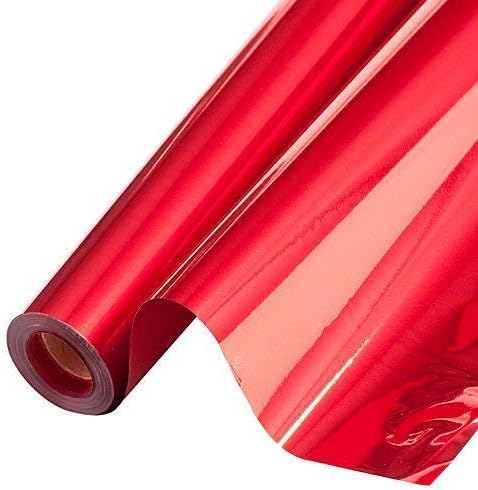 PMU Gift Wrap Mylar Roll Metallic Red 2-sided, 48 Inches X 25 Ft Roll 1.4 Mil Highly Reflective Mylar Film, Great for Gifts, Birthdays, Christmas, Baskets, Arts & Crafts