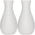 2 Pack Composite Plastics Flower Vase, Unbreakable Ceramic Look Vase for Home Decor Centerpieces, Arranging Bouquets (White)
