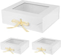 3 Pcs Extra Large White Gift Box White for Presents with Ribbon 19x16x6 Inches Clear Gift Box with Window Magnetic Closure Gift Boxes with Lids