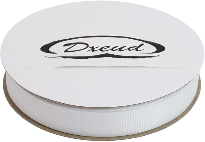 Solid Grosgrain Ribbon 25 Yard Each Roll 100% Polyester Woven Edge (3/8", White)