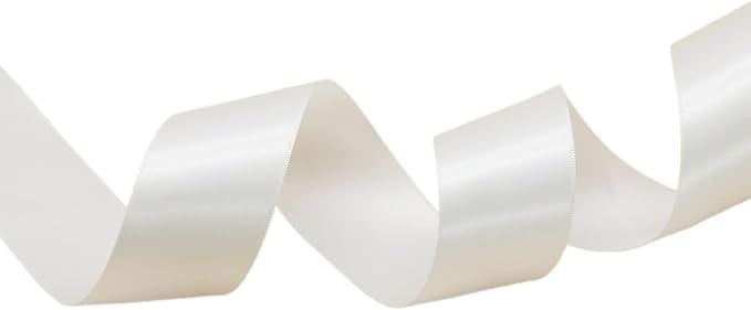White Double Faced Satin Ribbon for Wedding Decorations 1-1/2 inch Flower Boutique Gift Wrapping Ribbon 1.5inch 50yards Fabric Silk Bow Ribbon for Valentine's Day,DIY Crafts Hair Headband-Sewing