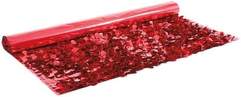 Anderson's Red Metallic Floral Sheeting,15 Ft. Parade Float Decoration for Trailers, Parties, Weddings, Proms, Photo Backdrops & Events – Shiny Fringe Garland for Indoor/Outdoor Use