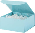 6 Pcs Small Blue Gift Box 6x6x3 Inch Magnetic Gift Box with Crinkle Paper Luxury Gift Boxes with Lids for Presents