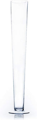 WGV Trumpet Glass Vase, Open 4", Height 27", (Multiple Sizes Choices) Clear Tall Pilsner Floral Planter Container Centerpiece, Wedding Event Home Decor, 1 Piece (VTV0427)