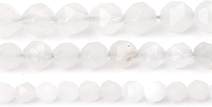 Faceted Natural White Agate Stone Round Beads 6mm 36cm/Strand for Jewelry Making