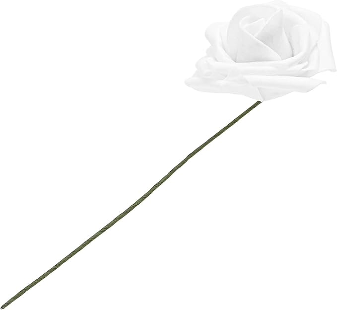Bright Creations Bright White Roses Artificial Rose Flowers for Wedding Bouquet & Bridal Shower DIY Party Decor - 3 Inch Head, 9 Inch Stem, 60 Pack