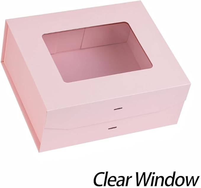 Large Gift Box for Presents with Ribbon 13.2x11x5.3 Inches Clear Gift Box with Window Magnetic Closure Gift Boxes with Lids
