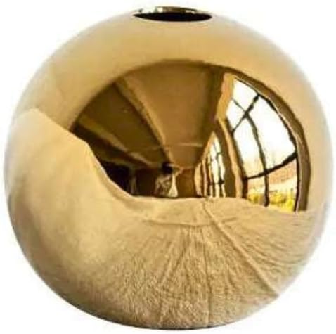 Ceramic Flower Vase for Home Decor – Round Ball Vase for Table, Shelf, Living Room Centrepiece | Modern Decorative Item for Home Office Decor (Gold) (Medium)