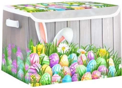 senya Easter Storage Baskets Collapsible Bins with Lids, Flowers Wood Boxes Clothes for Organizing (B06D22020)