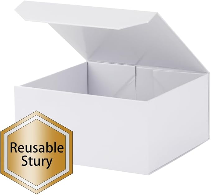 6 Pcs White Gift Box Large 13x11x5.3 Inch Magnetic Gift Boxes with Crinkle Paper White Large Gift Box with Shredded Paper Luxury Gift Boxes with Lids for Presents