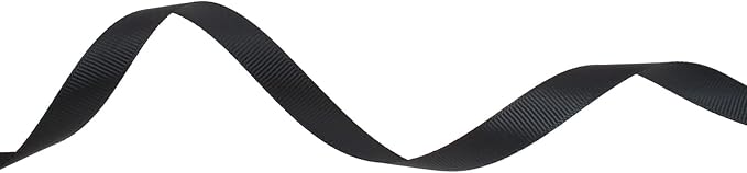 Solid Grosgrain Ribbon 25 Yard Each Roll 100% Polyester Woven Edge (3/8", Black)