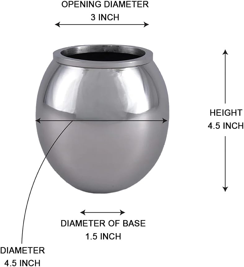 Serene Spaces Living Alerra Stainless Steel Vase, Round Modern Silver Flower Vase, Minimalist Metal Accent for Home, Office, Wedding, or Event Centerpiece, 4.5" Diameter & 4.5" Tall, Pack of 8