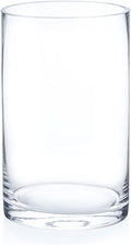 Enova Floral Clear Glass Cylinder Vase 6 x 10 Inches Round Flower Vase, Pillar Candle Floating Candle Holder Vase, Tall Glass Vase for Flowers, Glass Vase for Decor, Wedding Centerpieces (1 Piece)