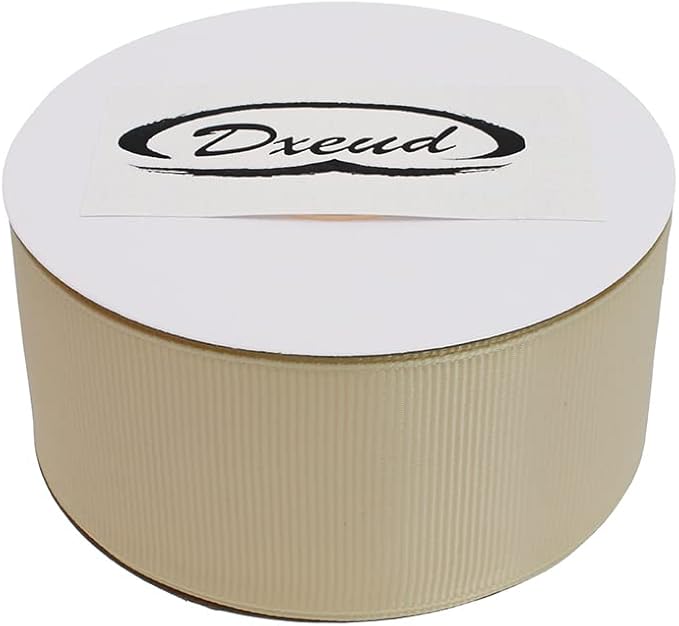 Solid Grosgrain Ribbon 25 Yard Each Roll 100% Polyester Woven Edge (1/1-2", Beige)