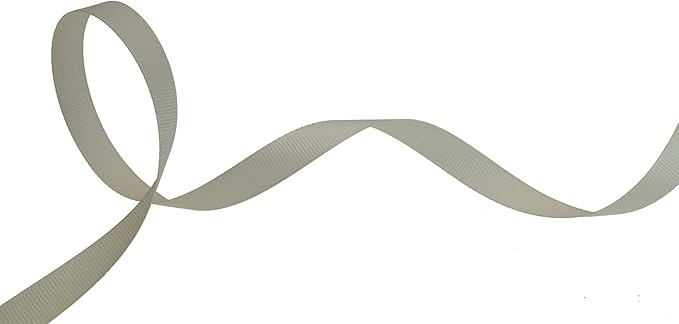Solid Grosgrain Ribbon 25 Yard Each Roll 100% Polyester Woven Edge (1/2", Beige)