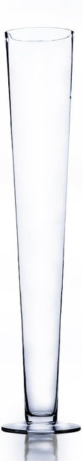 WGV Trumpet Glass Vase, Open 4", Height 23.5", (Multiple Sizes Choices) Clear Tall Pilsner Floral Planter Container Centerpiece, Wedding Event Home Decor, 1 Piece (VTV0424)