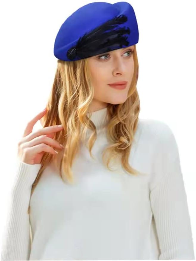ORIDOOR Women Vintage 100% Wool Felt Flowers Bucket Cloche Bowler Hat Church Wedding Beret Hat