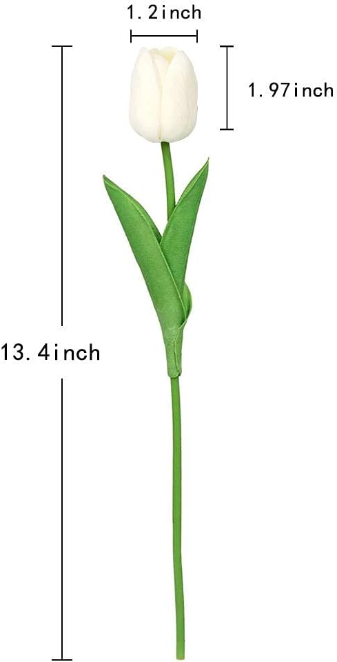 IPOPU Real Touch Tulips 24PCS Artificial Tulips Flowers for Decoration Cream Fake Tulips Floral Arrangements Artificial Faux Tulips Decor for Table Home Decor Baby Shower Centerpieces (Off White)