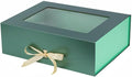 Green Extra Large Gift Box for Presents with Ribbon 16.5x13x5.3 Inches Clear Gift Box with Window Magnetic Closure Gift Boxes with Lids