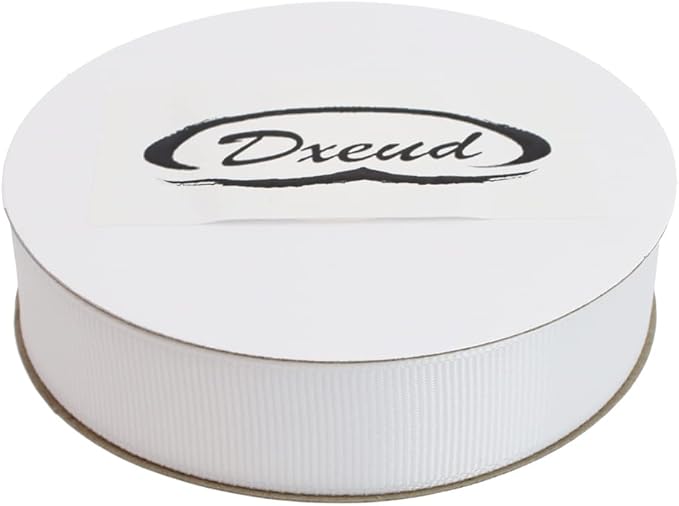 Solid Grosgrain Ribbon 25 Yard Each Roll 100% Polyester Woven Edge (3/4", White)