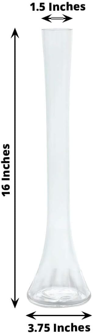 Efavormart 6 Pack Clear Heavy Duty Eiffel Tower Glass Vases with Round Base, Tall Skinny Flower Bud Vase Centerpieces - 16"