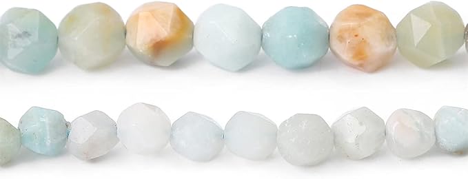 Faceted Natural Amazonite Stone Round Beads 6mm 36cm/Strand for Jewelry Making