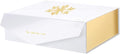 PACKHOME Large Christmas Gift Box 13.5x9x4.1 Inches, Sturdy Collapsible Gift Box with Magnetic Closure Lid (Gold Snowflake Pattern)