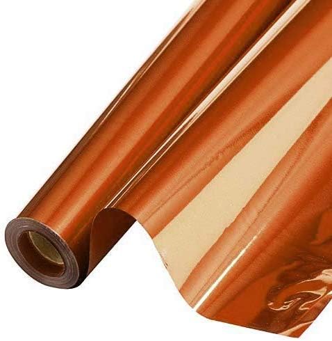 PMU Gift Wrap Mylar Roll Metallic Orange 2-sided, 48 Inches X 25 Ft Roll 1.4 Mil Highly Reflective Mylar Film, Great for Gifts, Birthdays, Christmas, Baskets, Arts & Crafts