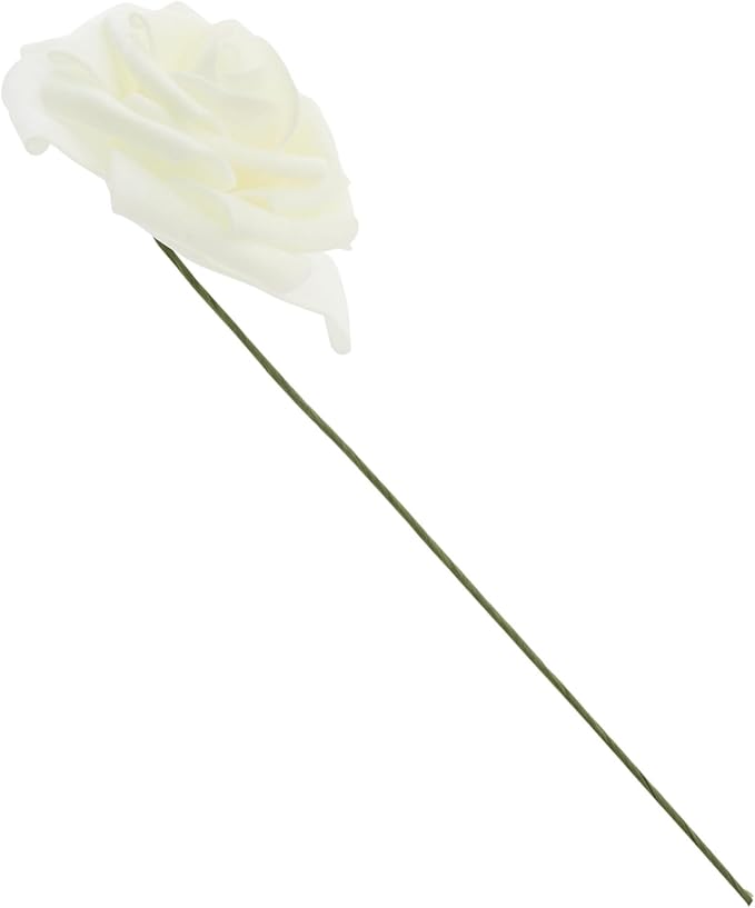 Bright Creations 3" Artificial Rose Flowers 60pcs Real Looking Fake Rose with Stem for DIY Wedding Bouquets and Bridal Shower, Cream