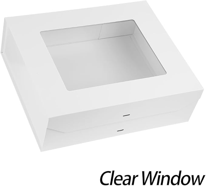 Extra Large White Gift Box White for Presents with Ribbon 19x16x6 Inches Clear Gift Box with Window Magnetic Closure Gift Boxes with Lids