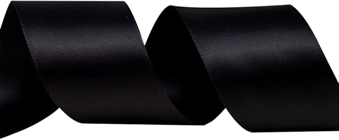 LIUYAXI Black Double Faced Satin Ribbon, 1-1/2" X Continuous 50 Yards, Ribbons Perfect for Gift Wrapping Wedding DIY Craft Bow Making & Other Projects