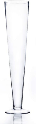 WGV Trumpet Glass Vase, Open 5", Height 23.5", (Multiple Sizes Choices) Clear Tall Pilsner Floral Planter Container Centerpiece, Wedding Event Home Decor, 1 Piece (VTV0524)