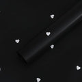Solid Color Love Heart Flower Wrapping Paper Waterproof Gift Packaging Florist Bouquet Material 20 Sheets 22.8x22.8 Inch (Black White)
