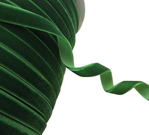 Chenkou Craft Green 25 Yards 1/8" 3mm Velvet Ribbon Lots Bulk (Green, 1/8"(3mm))