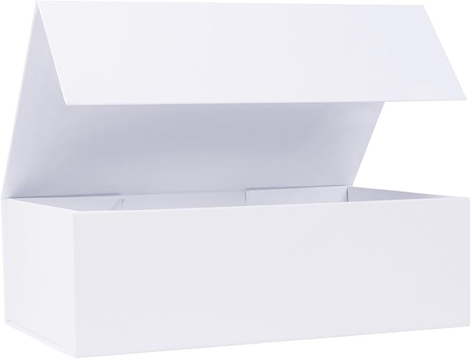 White Christmas Gift Box with Magnetic Lids 13.8x8.3x4.4 in, Large Bridesmaid Groomsman Proposal Boxes, Rectangle Storage Box 1 Pack