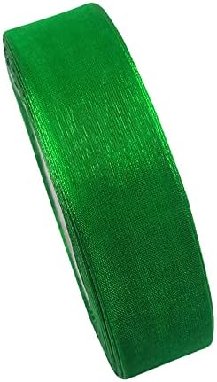 Chenkou Craft Solid Organza Ribbon 1 Roll 50 Yards Christmas Green 1" (25mm) Craft Bow Party Decoration Packing Ribbons (Green, 1"(25mm))