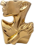 Elegant Gold Ceramic Vase Unique Flower Vase for Home Decor Perfect for Living Room Dining Table Centerpiece (Gold, 1 Pcs)