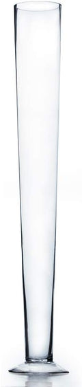 WGV Trumpet Glass Vase, Open 5", Height 31.5", (Multiple Sizes Choices) Clear Tall Pilsner Floral Planter Container Centerpiece, Wedding Event Home Decor, 1 Piece (VTV0432)