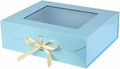 Extra Large Blue Gift Box for Presents with Ribbon 19x16x6 Inches Clear Gift Box with Window Magnetic Closure Gift Boxes with Lids