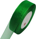 Chenkou Craft Solid Organza Ribbon 1 Roll 50 Yards Christmas Green 1" (25mm) Craft Bow Party Decoration Packing Ribbons (Green, 1"(25mm))