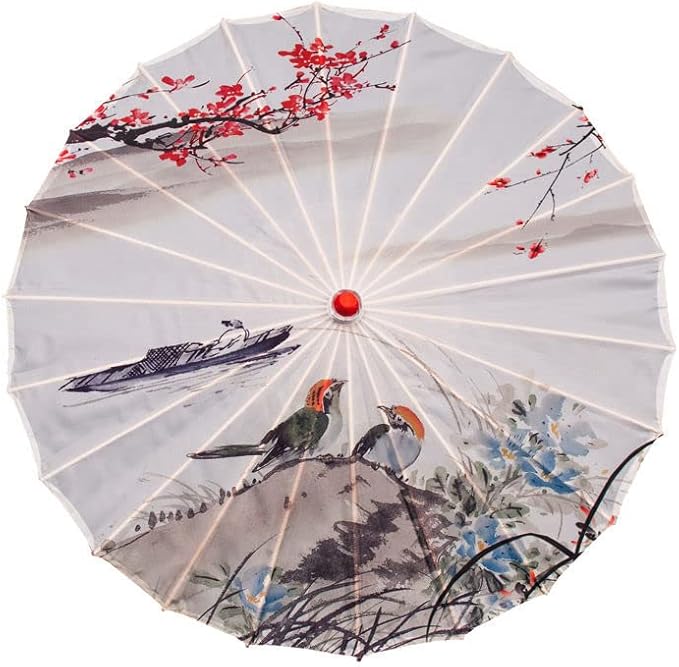 Parasol Chinese Style Classical Oil Paper Umbrella Rainproof Umbrella, Parasol Pendent Floral Mulitcolor Paper and Bamboo Painted Paper Parasol