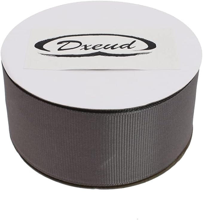 Solid Grosgrain Ribbon 25 Yard Each Roll 100% Polyester Woven Edge (1/1-2", Gray)